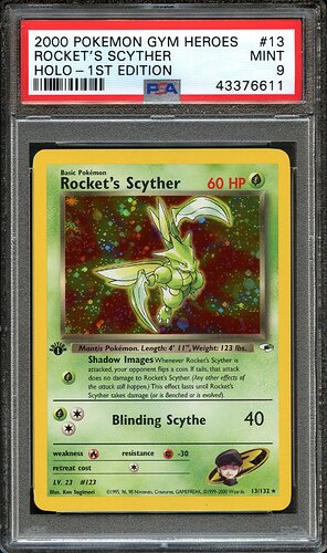 2000 Pokemon Gym Heroes Rocket's Scyther Holo 1st Edition PSA 9