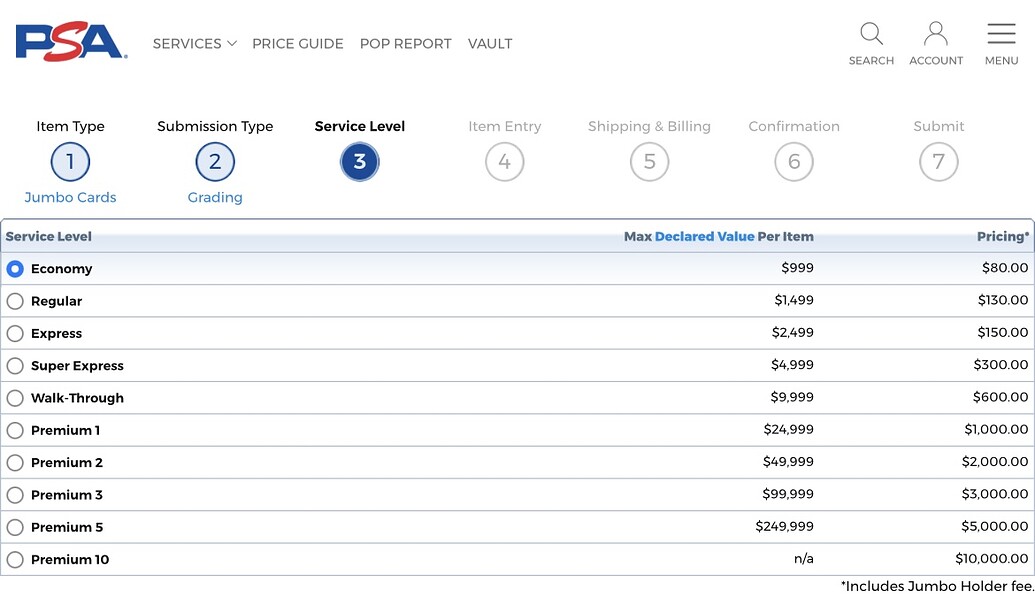 PSA Jumbo card grading Grading Elite Fourum
