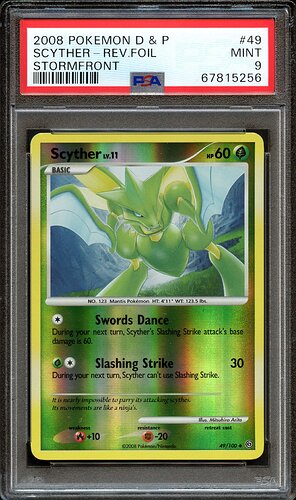 2008 Pokemon DP Scyther Rev Foil Stormfront PSA 9