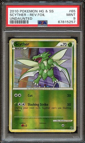 2010 Pokemon HG SS Scyther Rev Foil Undaunted PSA 9