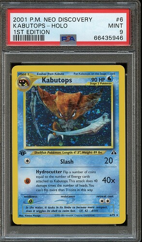 Kabutops neo disc 1e PSA 9 front