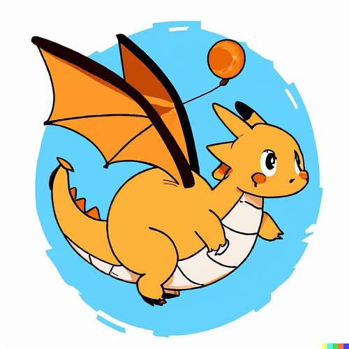 DALL·E 2023-02-02 13.24.34 - the pokemon dragonite as if it was drawn in the art style of studio ghibli